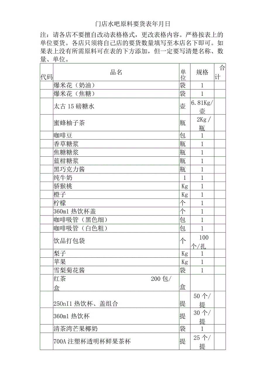 门店水吧原料要货表.docx_第1页