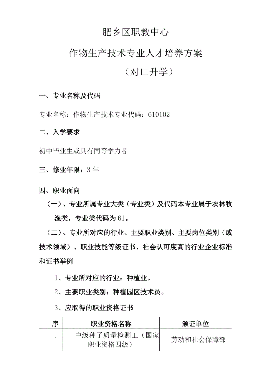 邯郸市肥乡区职业技术教育中心作物生产技术专业人才培养方案.docx_第3页