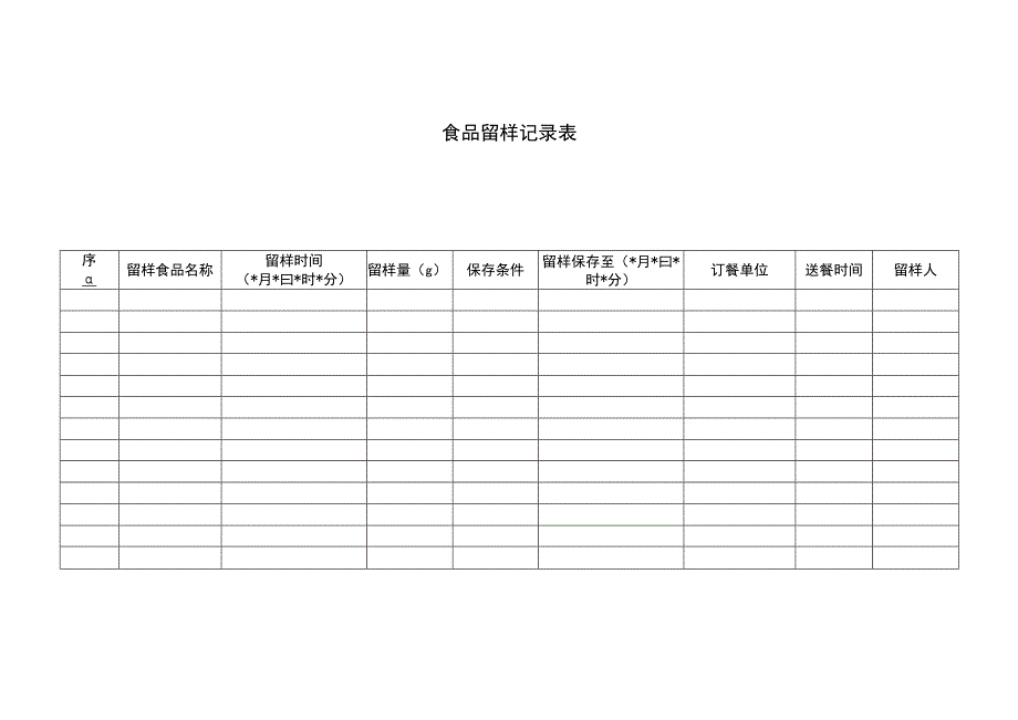 食品留样记录表.docx_第1页