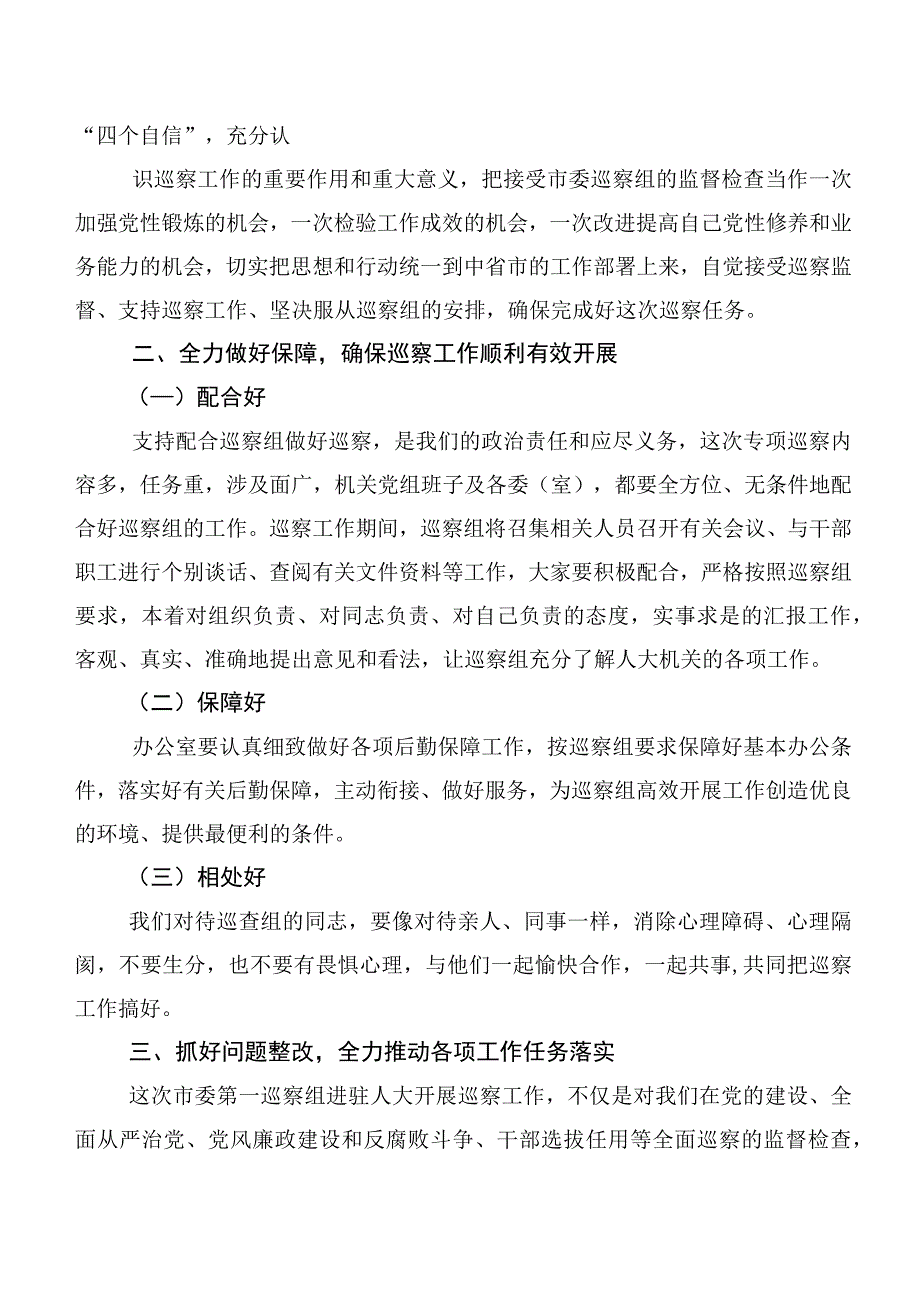 十篇合集2023年度巡视反馈意见整改专题民主生活会巡视整改及警示教育专题会表态讲话.docx_第2页