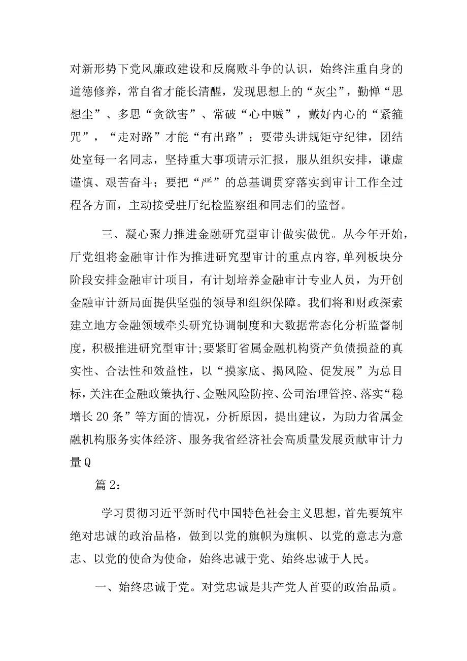 审计人员“以学铸魂践忠诚 ”主题教育专题研讨交流发言3篇.docx_第2页