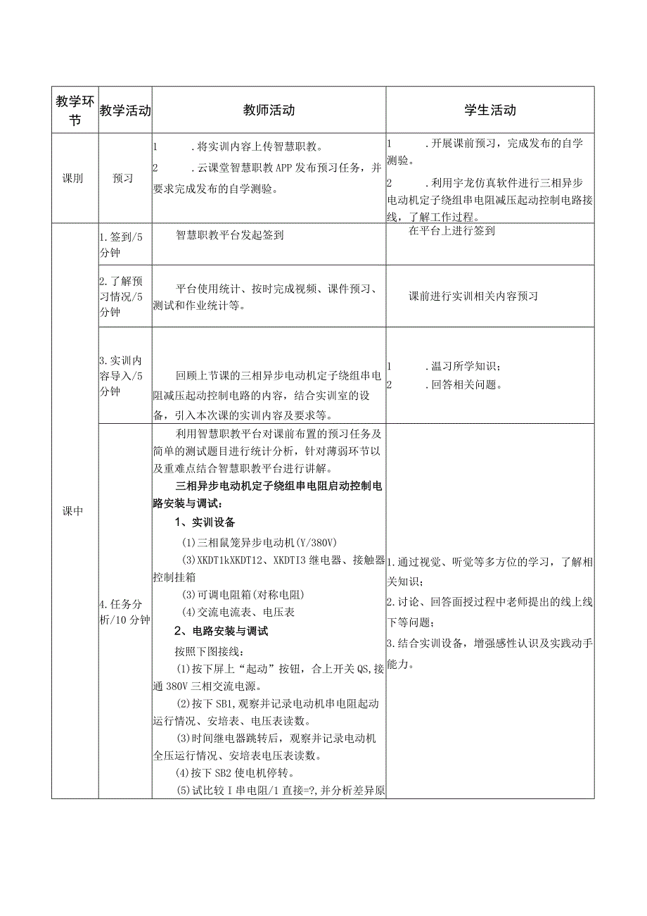 电机与电气控制技术教案-14实训七 ： 定子绕组串电阻减压起动控制电路安装与调试.docx_第2页