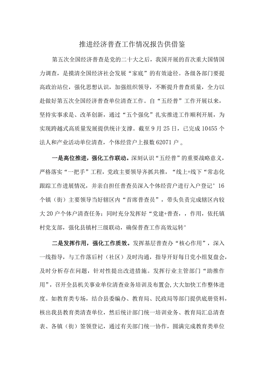 推进经济普查工作情况报告供借鉴.docx_第1页