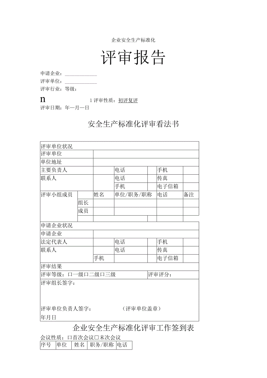 工贸企业三级安全生产标准化评审报告模板(新).docx_第1页