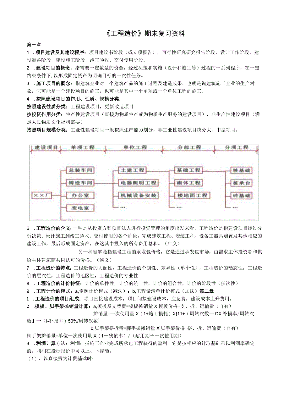 工程造价期末复习资料.docx_第1页