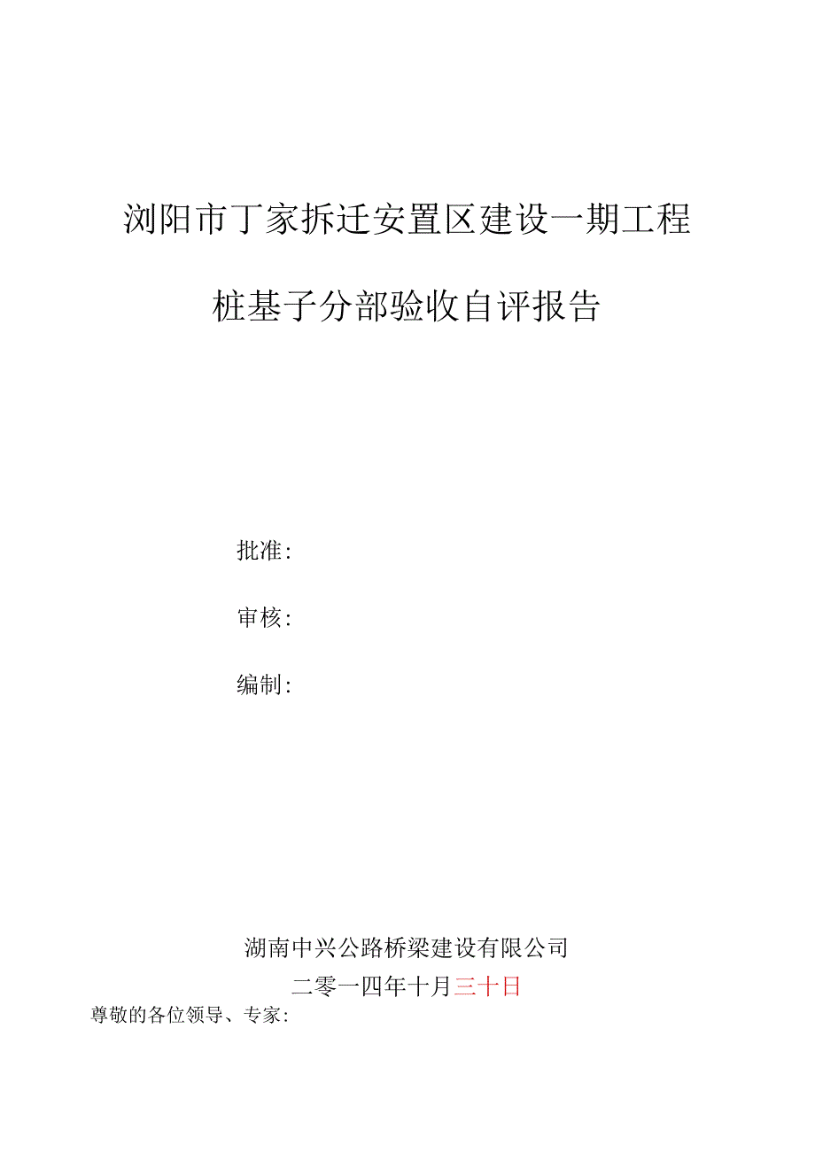 浏阳市丁家片区拆迁安置区建设项目一期工程—桩基竣工验收报告.docx_第1页