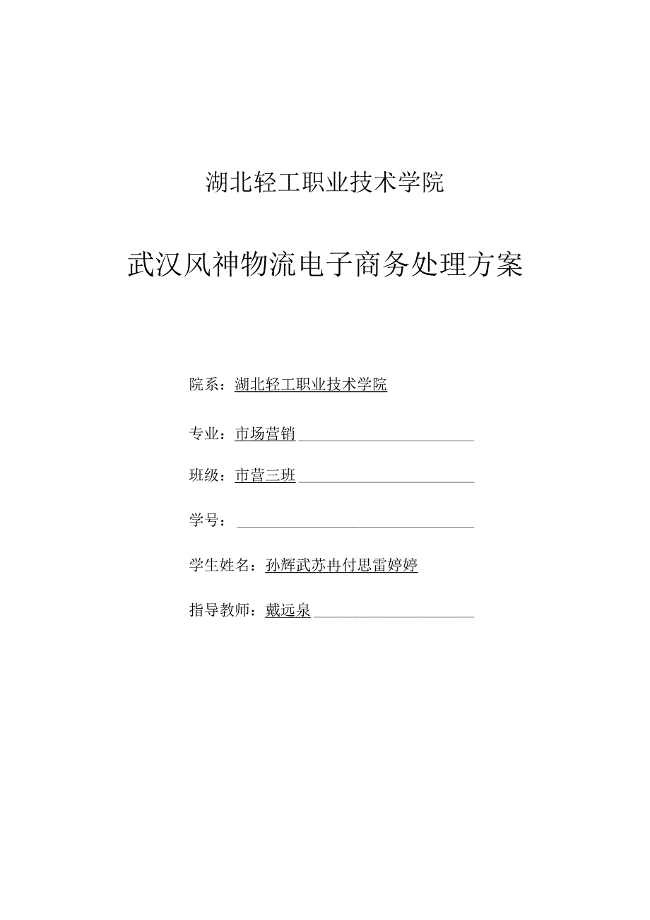 武汉风神物流电商解决方案.docx_第1页