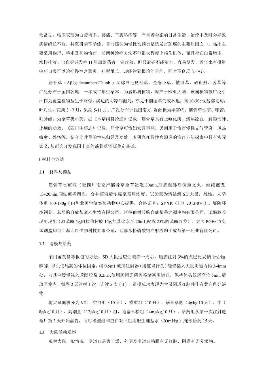 筋骨草水煎液对慢性宫颈炎的保护作用研究.docx_第2页