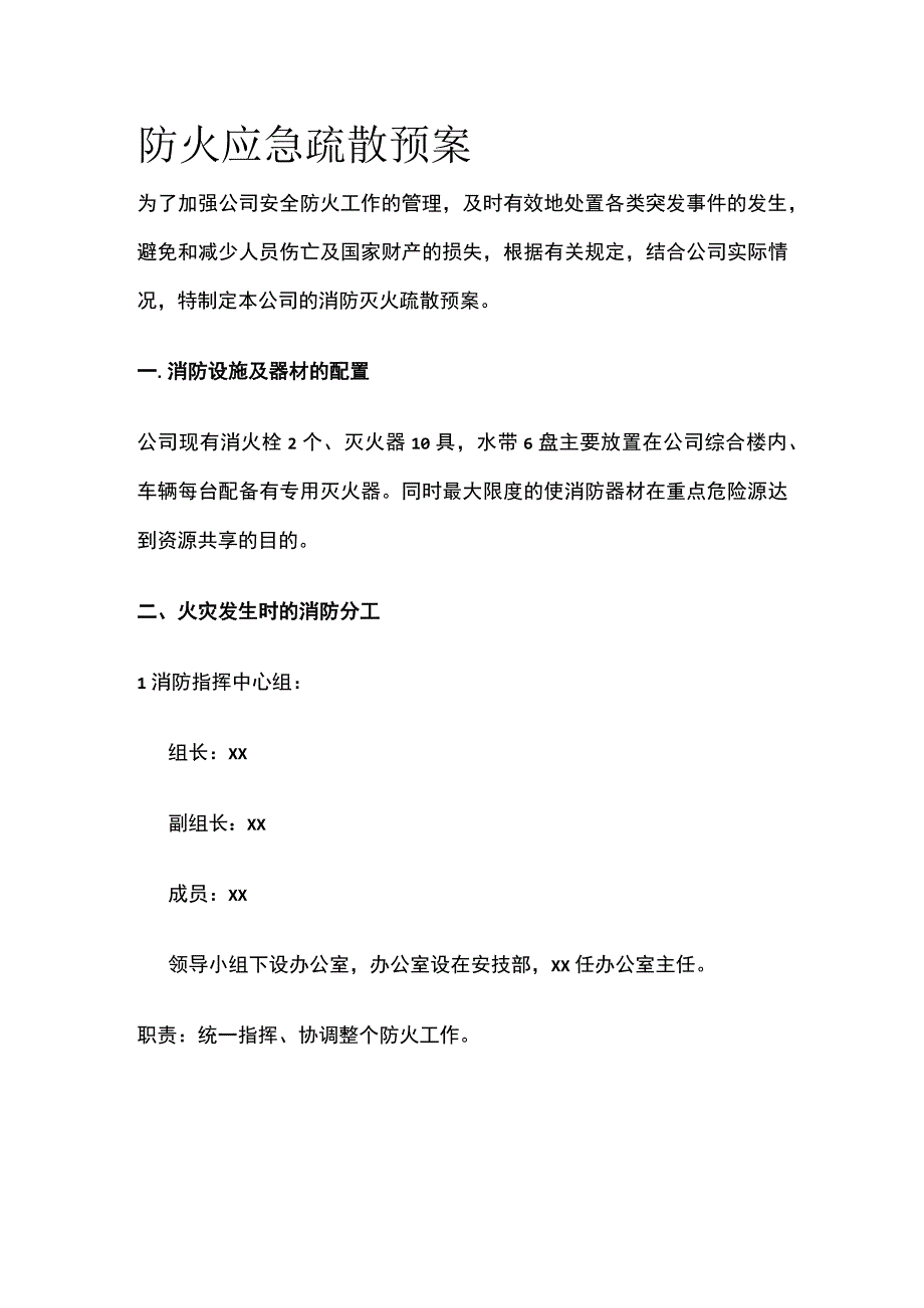 防火应急疏散预案.docx_第1页