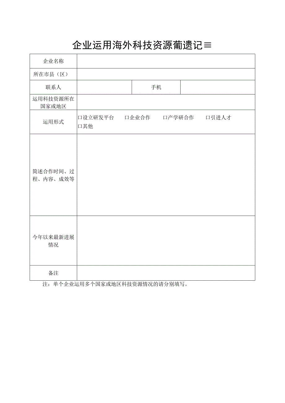 企业运用海外科技资源情况登记表.docx_第1页