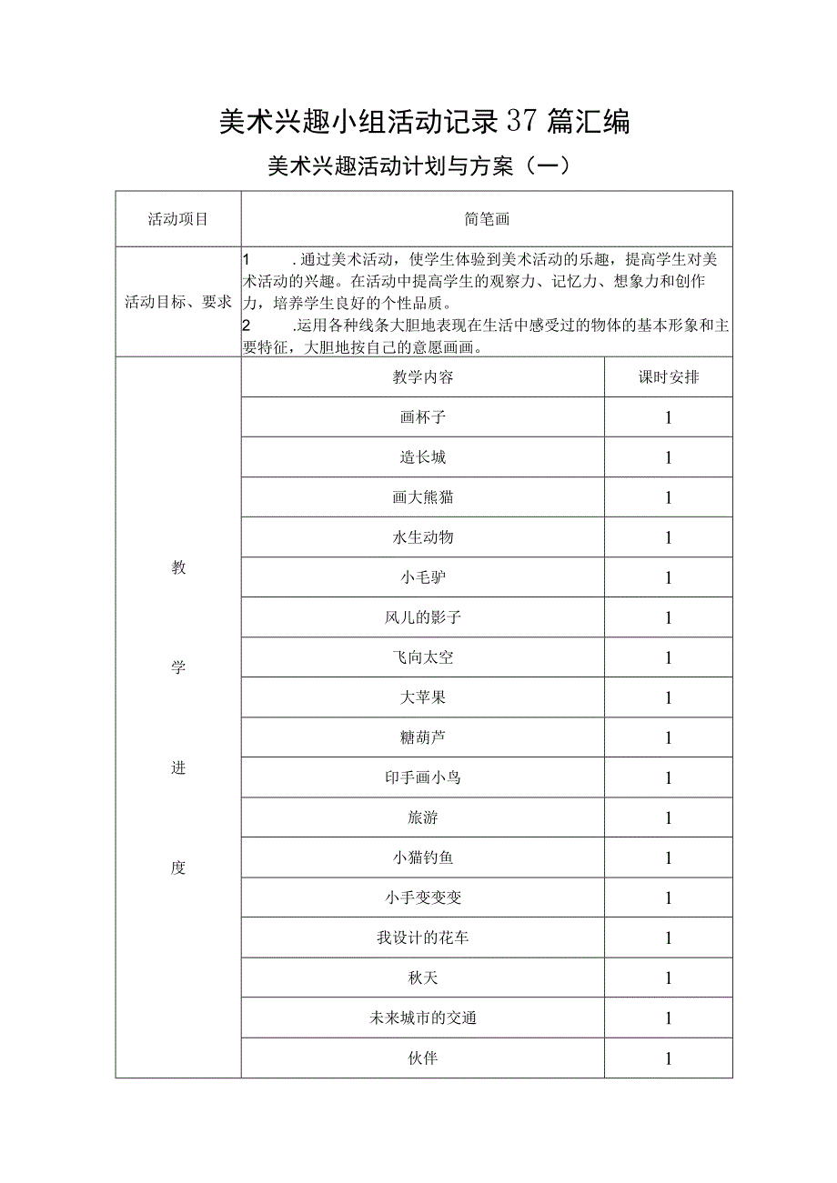 美术兴趣小组活动记录37篇汇编.docx_第1页