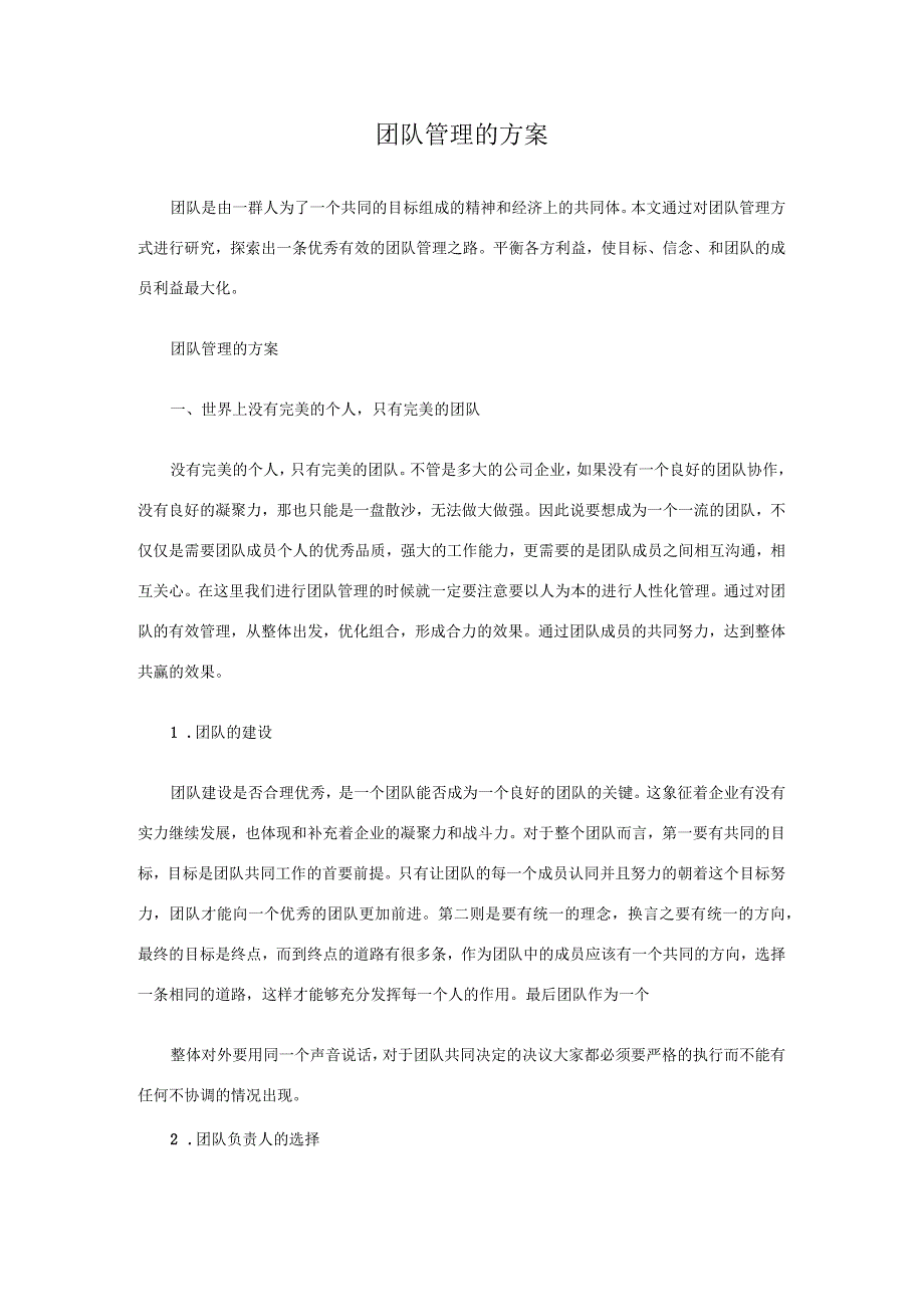 团队管理的方案.docx_第1页