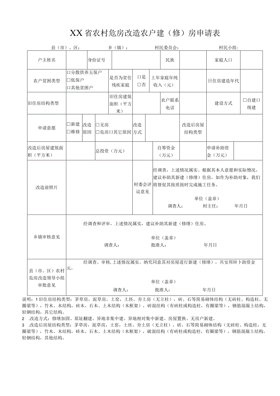 农村危房改造农户建修房申请表.docx_第1页