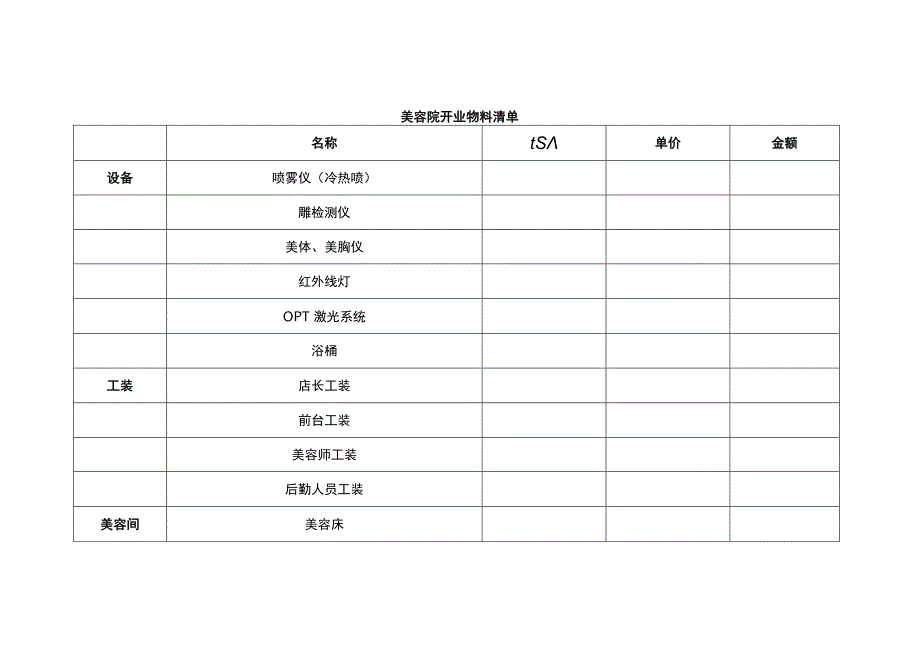 装修物料采购清单（附美容院）.docx_第1页