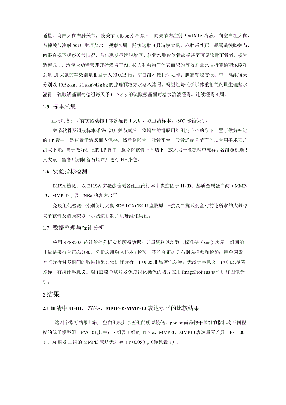 膝痛颗粒方对膝骨关节炎大鼠动物模型关节液中炎症因子的影响.docx_第3页