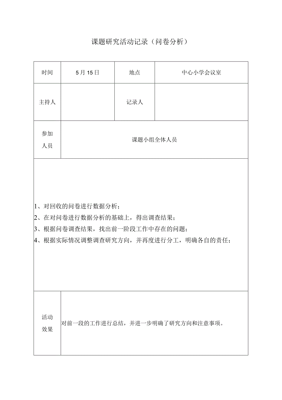 课题研究活动记录（问卷分析）.docx_第1页