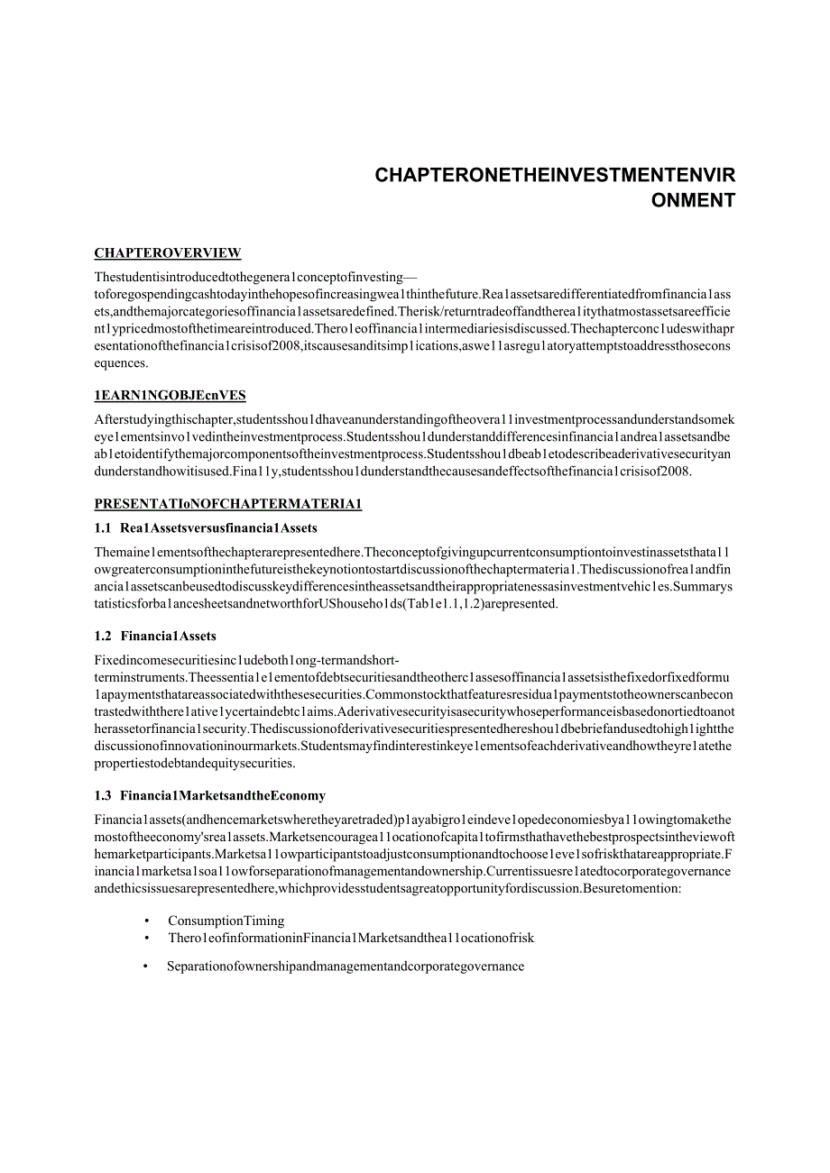 投资学(原书第11版 精要版)博迪 教案全套 第1--28章 The Investment Environment--- Investment policy and the framework of the cfa.docx_第1页