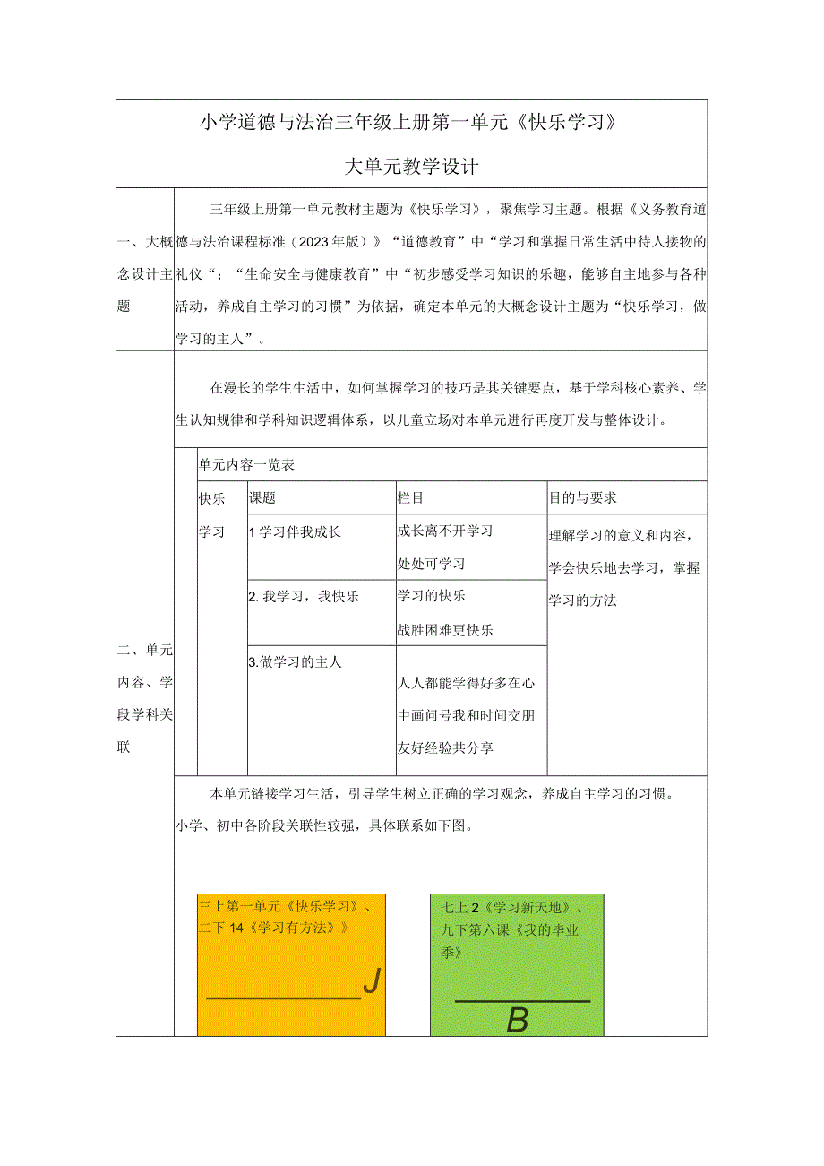 统编版道德与法治三年级上册第一单元大单元整体教学设计.docx_第1页