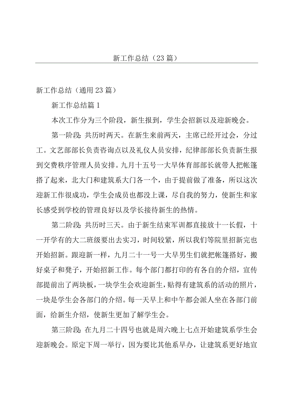 新工作总结（23篇）.docx_第1页