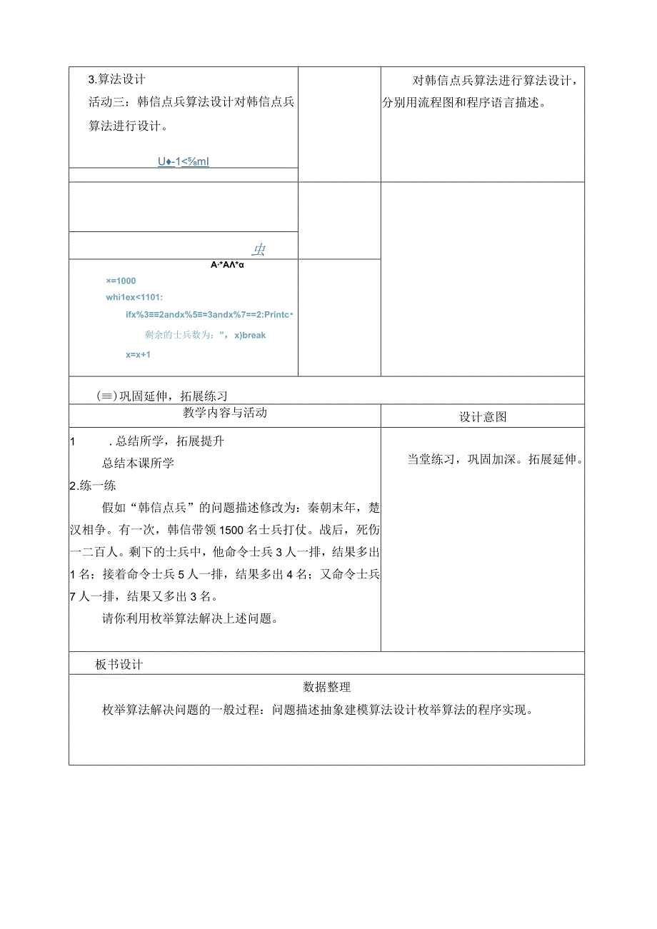 浙教版信息科技六上 第10课《韩信点兵枚举法的实现》教学设计.docx_第3页