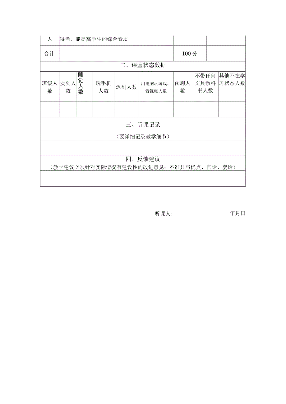 职业技术学院听课评课表（理论课）.docx_第2页