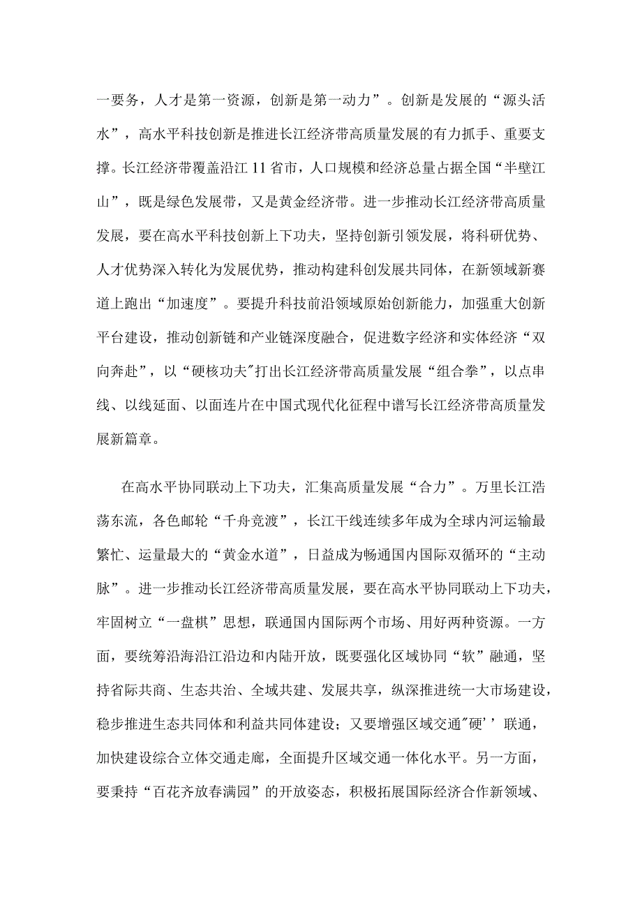 学习贯彻在进一步推动长江经济带高质量发展座谈会上重要讲话心得体会.docx_第2页