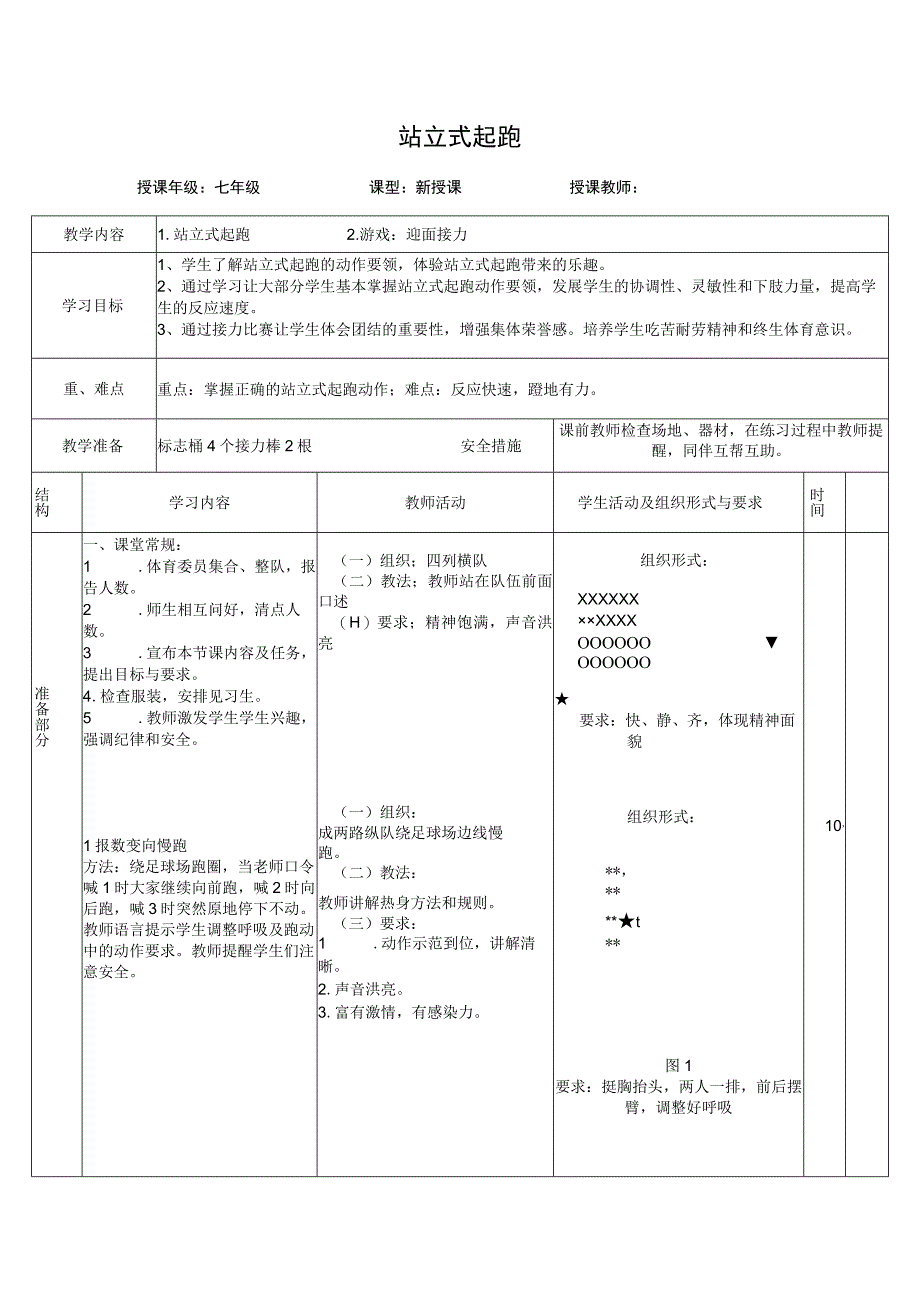 水平四（七年级）体育《站立式起跑》公开课教案.docx_第1页