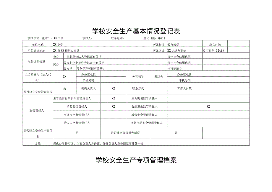 学校安全生产基本情况登记表(模板).docx_第1页