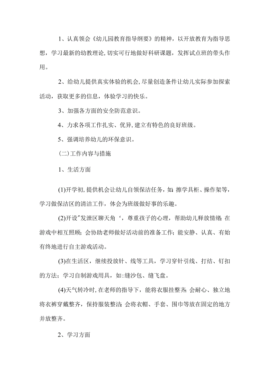 幼儿园大班日常的工作计划范本.docx_第2页