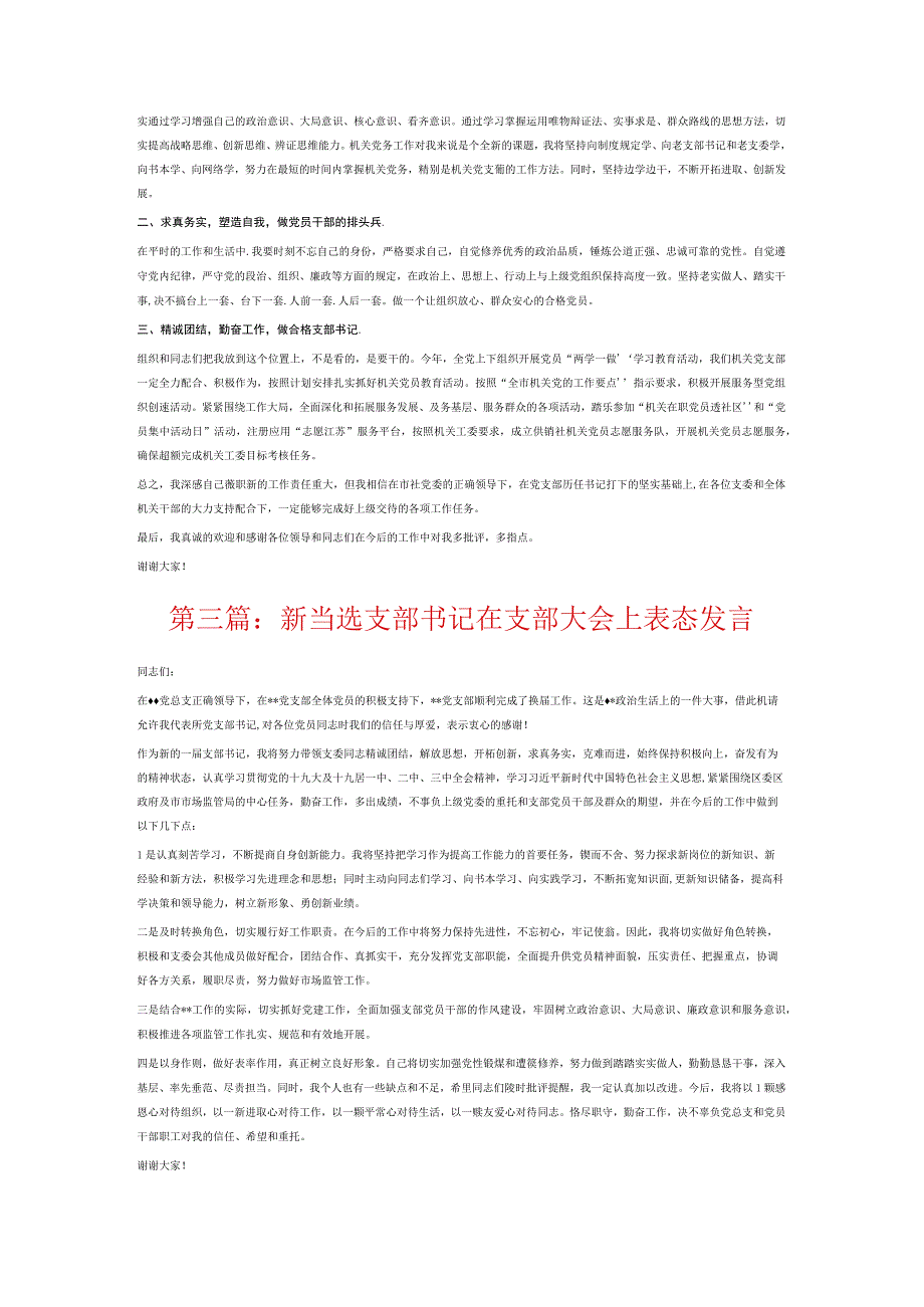 新当选支部书记在支部大会上表态发言7篇.docx_第2页