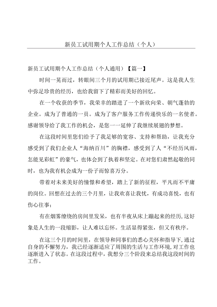 新员工试用期个人工作总结（个人）.docx_第1页