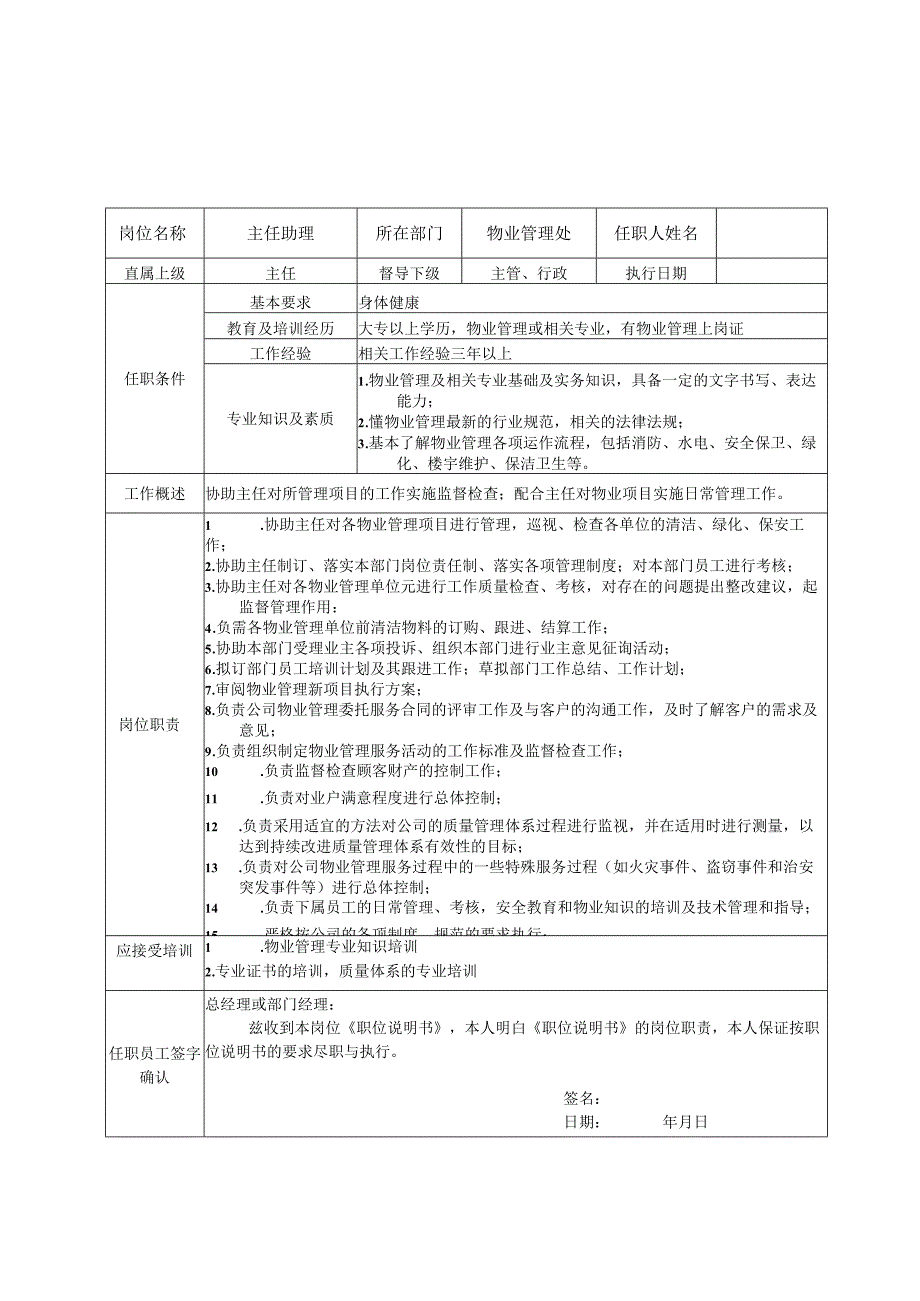 物业公司职位说明书汇编.docx_第1页