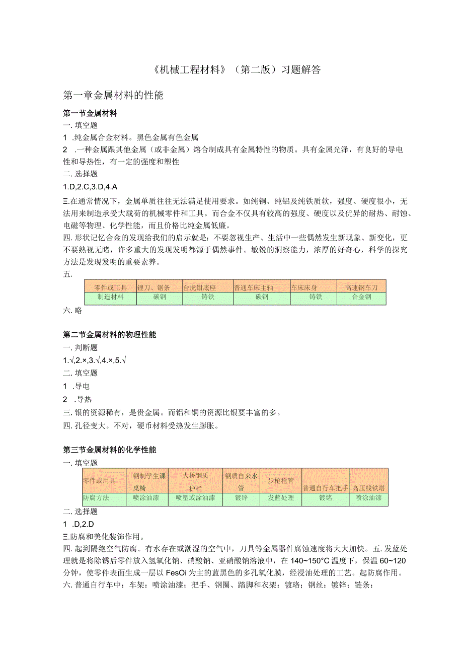 《机械工程材料》习题解答 （第二版）.docx_第1页