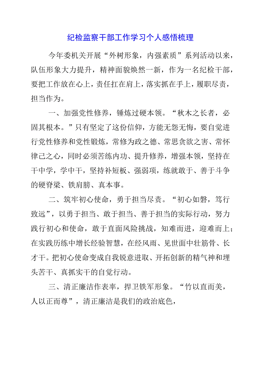 2023年纪检监察干部工作学习个人感悟梳理.docx_第1页