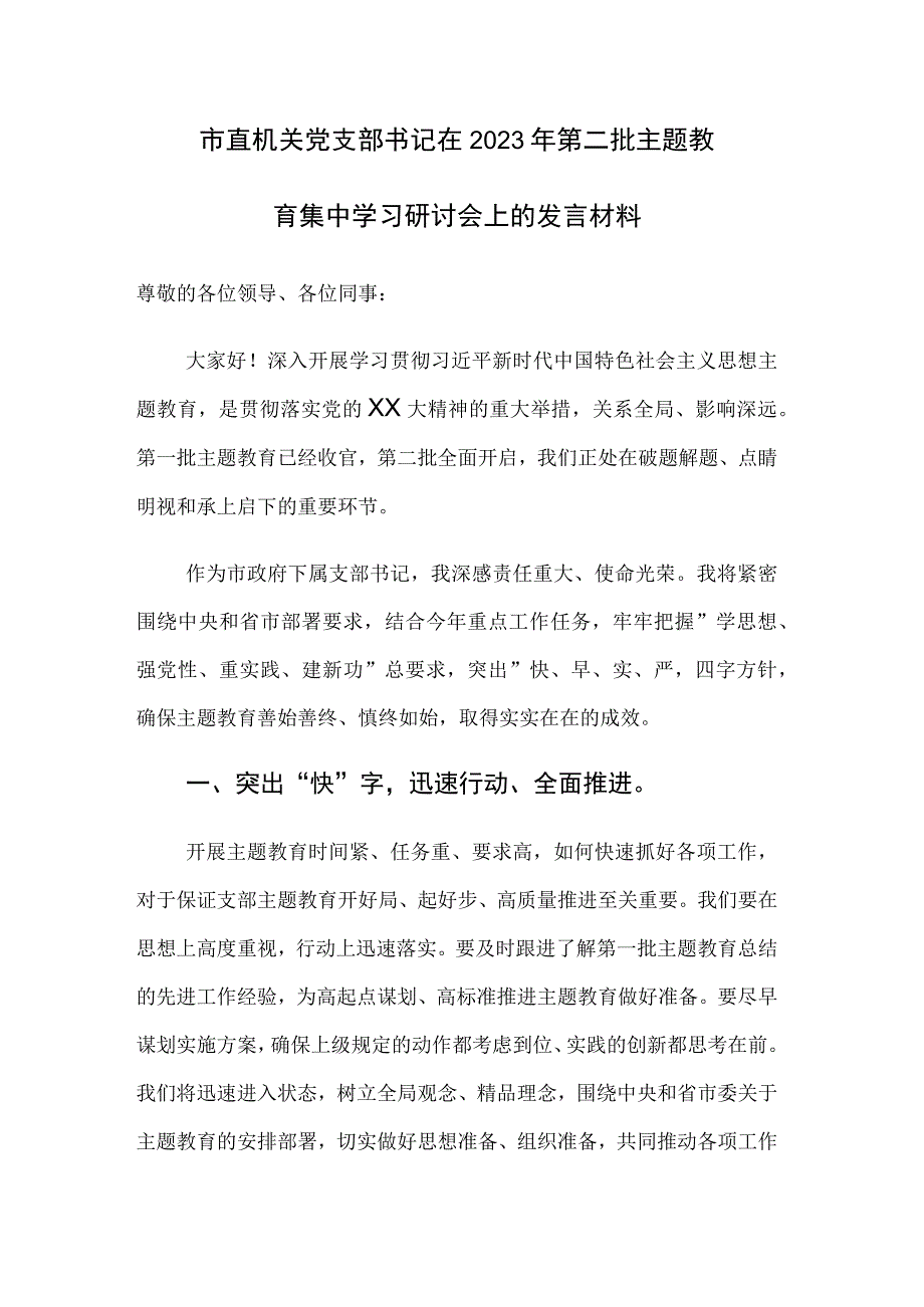 2023年第二批主题教育集中学习研讨会上的心得体会交流发言材料范文4篇.docx_第1页