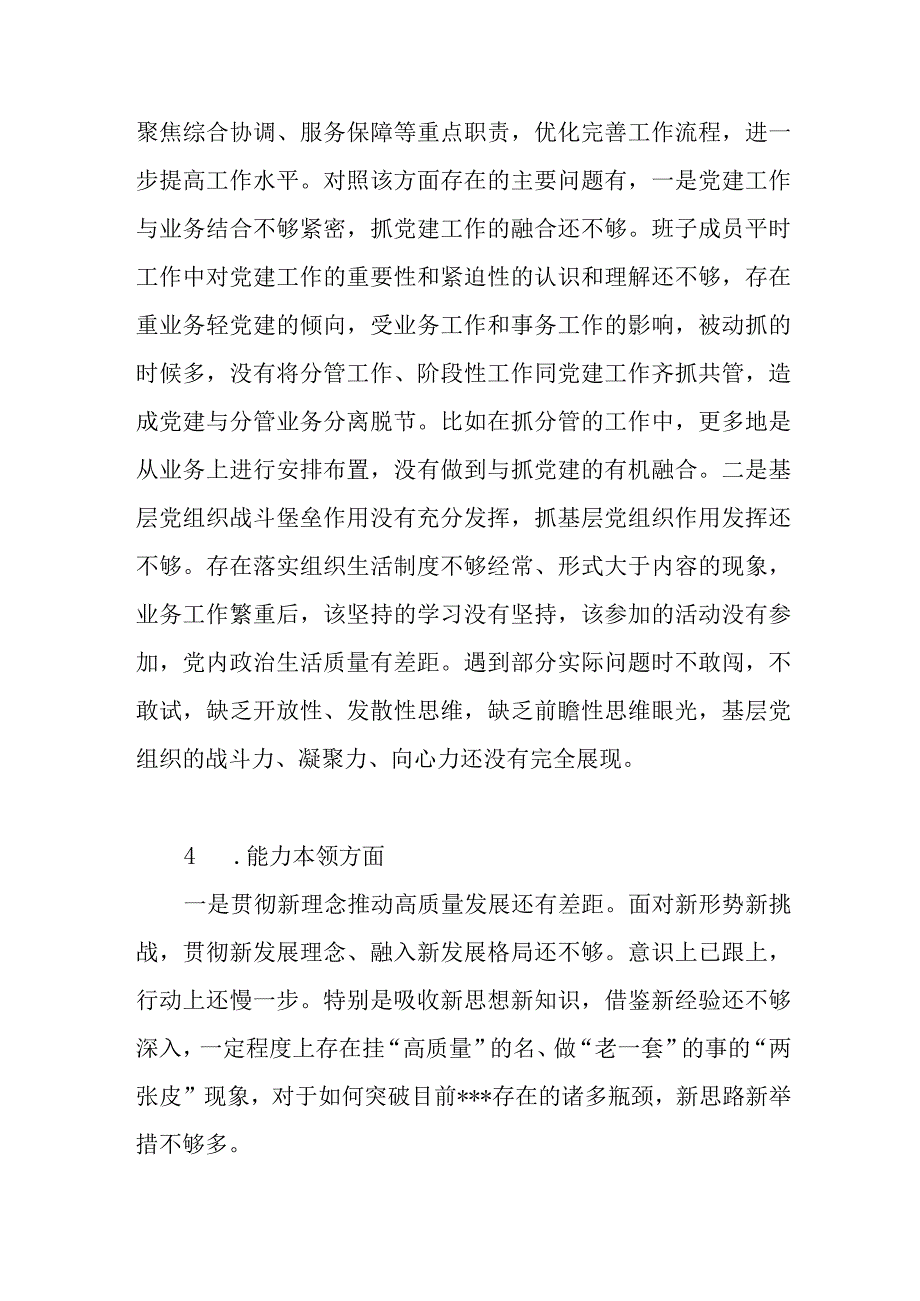 2023年度民主组织生活会“能力本领”方面存在问题39条.docx_第2页