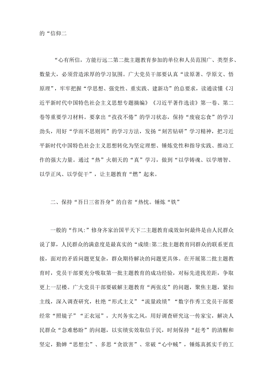 2023年第二批主题教育专题研讨发言材料、实施方案、党课学习讲稿（5篇）供参考.docx_第2页