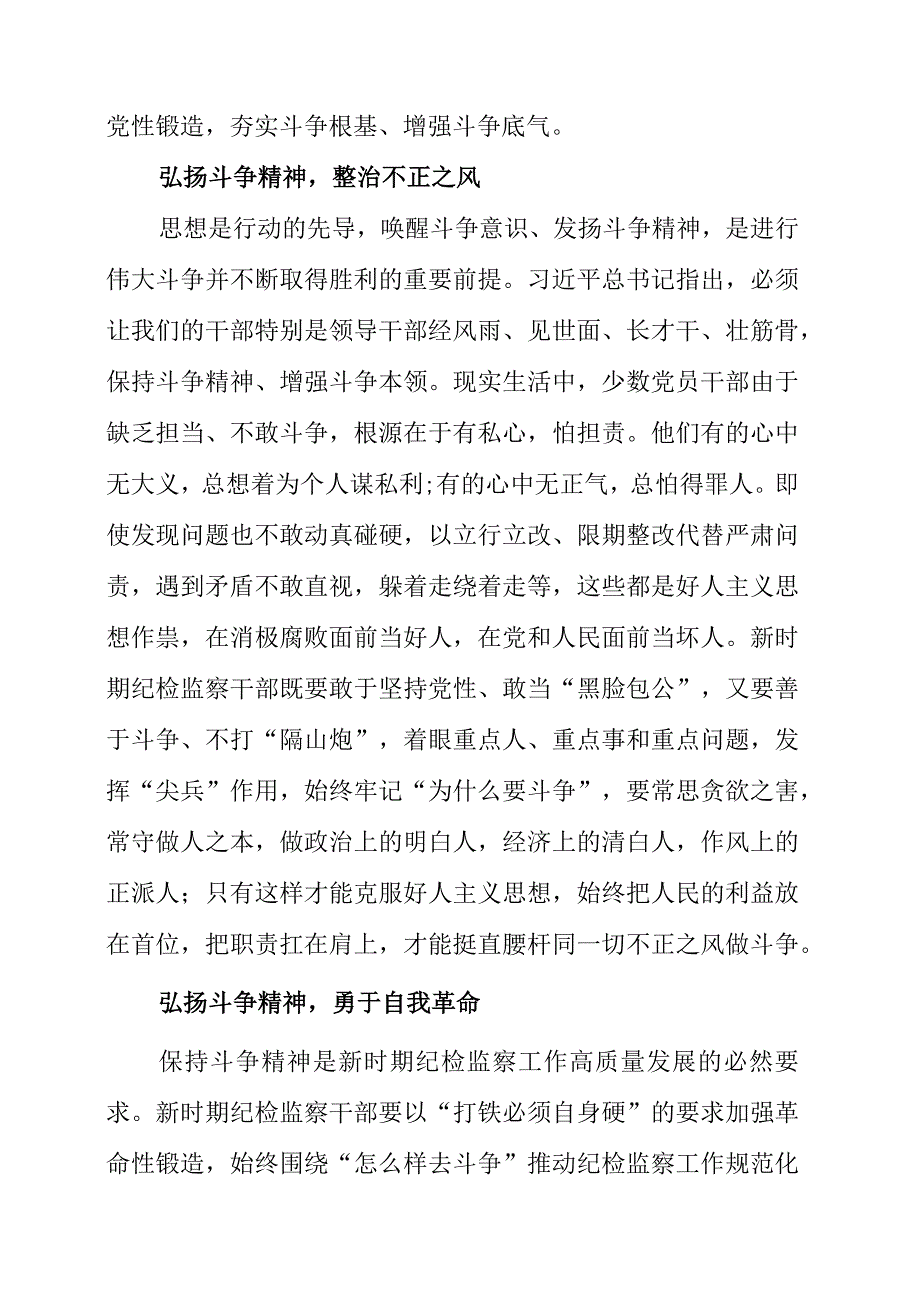 2023年纪检工作心得《弘扬斗争精神 锻造纪检监察铁军》.docx_第2页