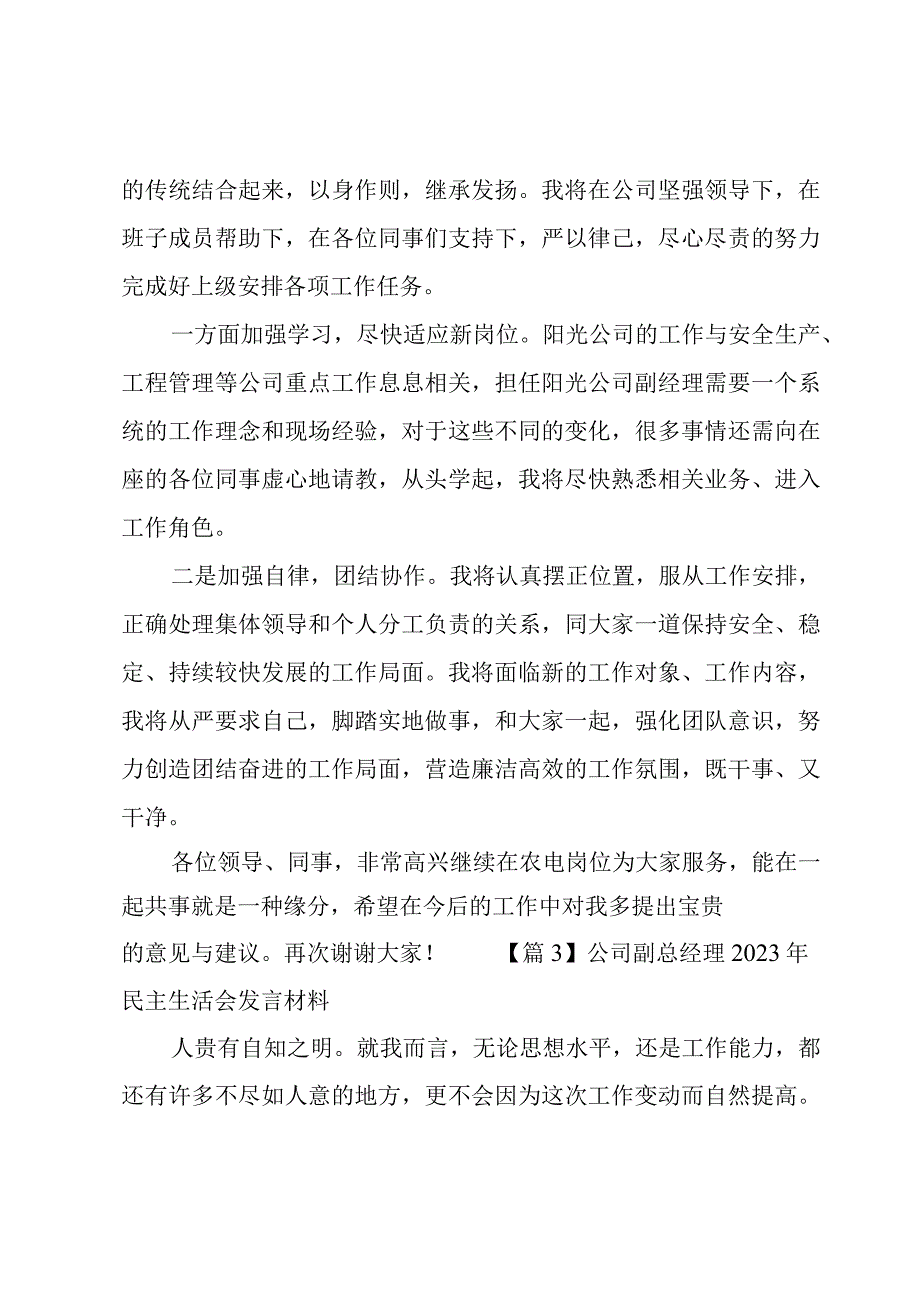 公司副总经理2023年民主生活会发言材料4篇.docx_第3页