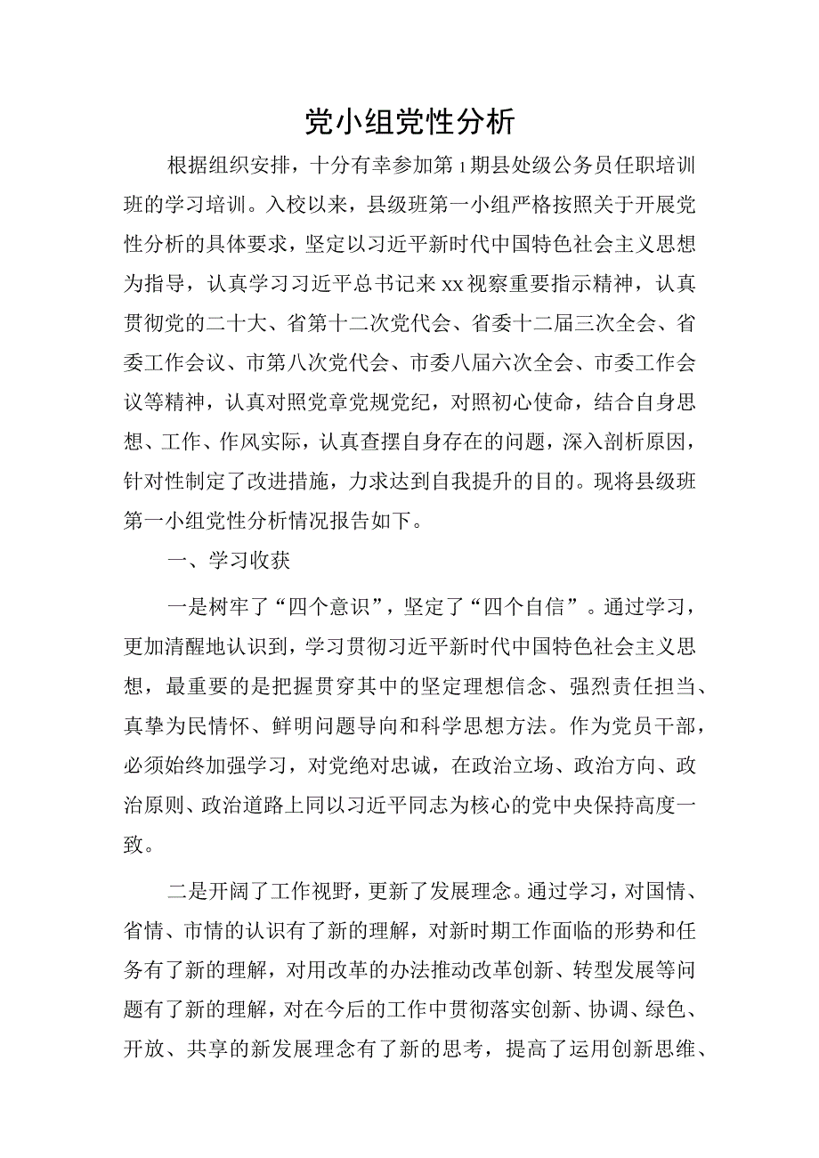 党小组党性分析报告.docx_第1页