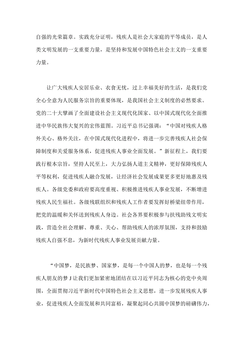 2023年中国残疾人联合会第八次全国代表大会胜利开幕感悟心得+材料两篇.docx_第2页