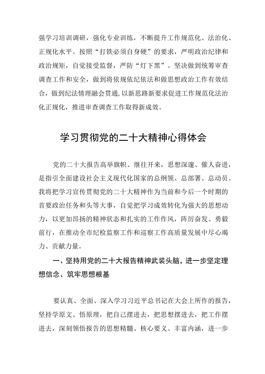 纪检干部学习贯彻党的二十大精神情况汇报十一篇.docx_第3页