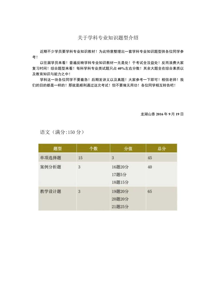 关于学科专业知识题型介绍以及复习方法.docx_第1页