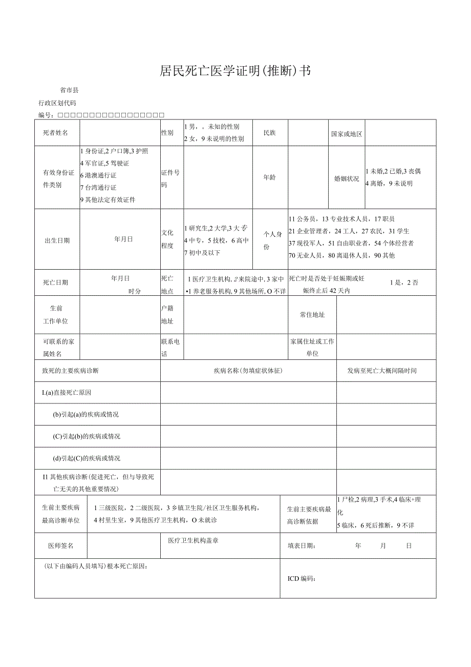 居民死亡医学证明（推断）书.docx_第1页