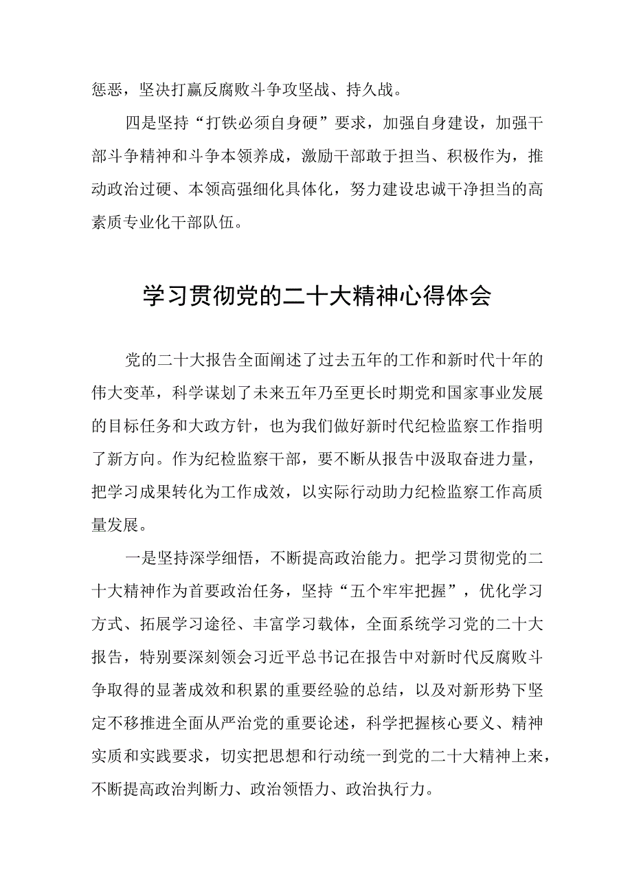 纪检监察干部关于贯彻党的二十大精神研讨发言稿十一篇.docx_第2页