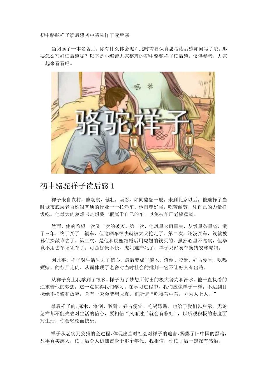 初中骆驼祥子读后感.docx_第1页