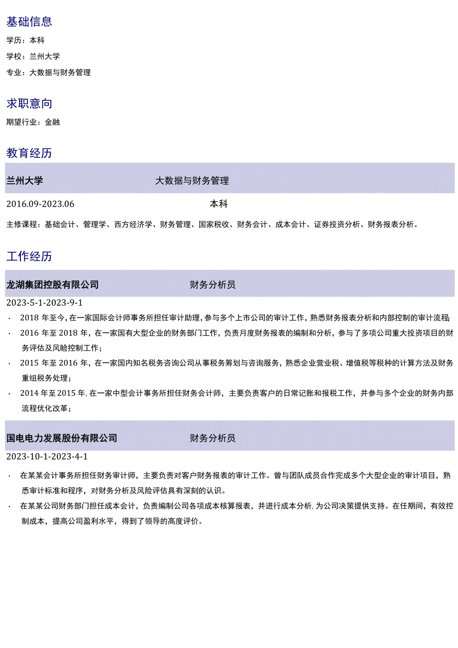 分析操作员岗位简历模板.docx_第1页