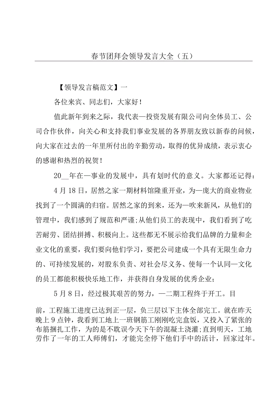 春节团拜会领导发言大全（五）.docx_第1页