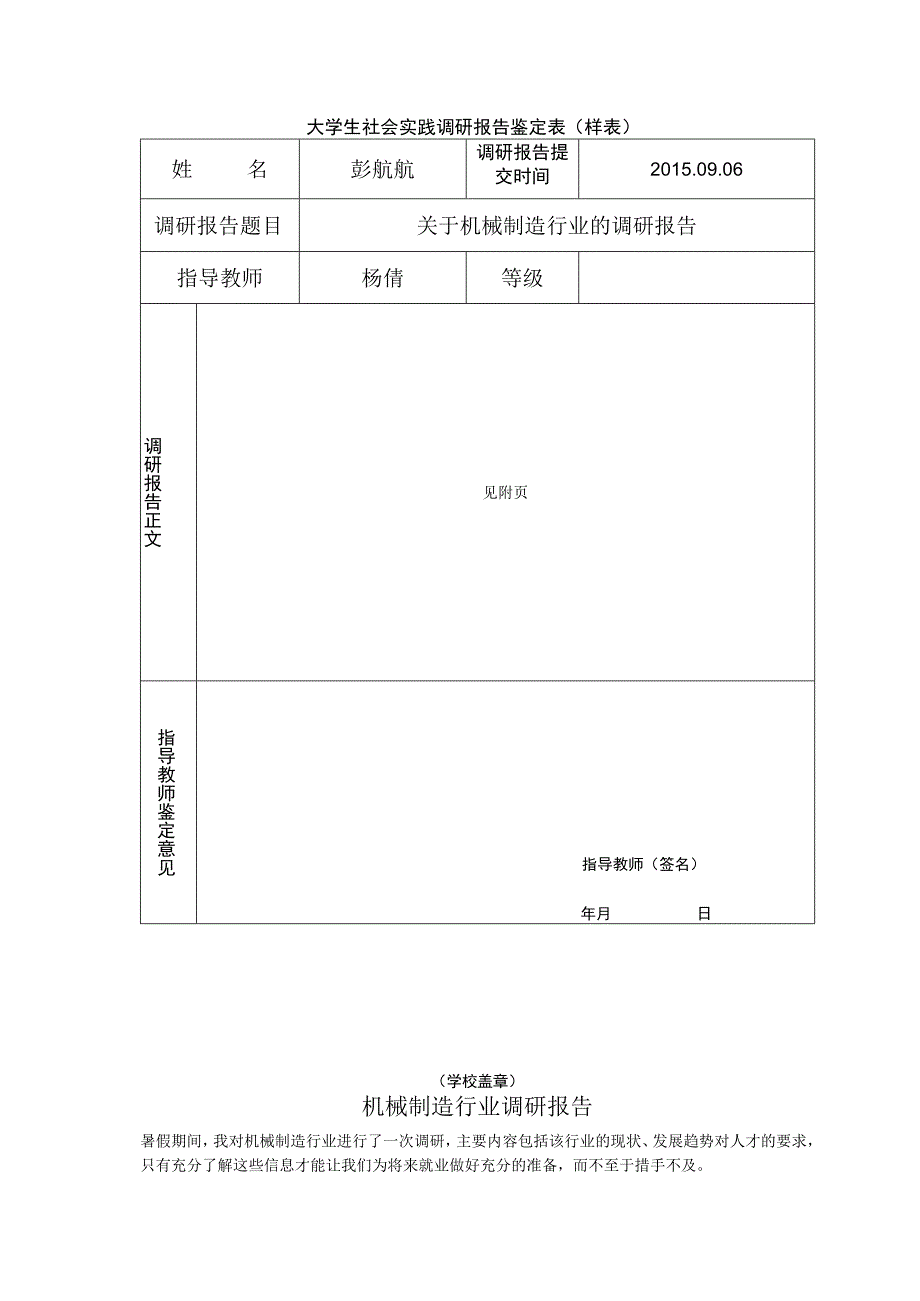 大学生社会实践调研报告鉴定表.docx_第1页