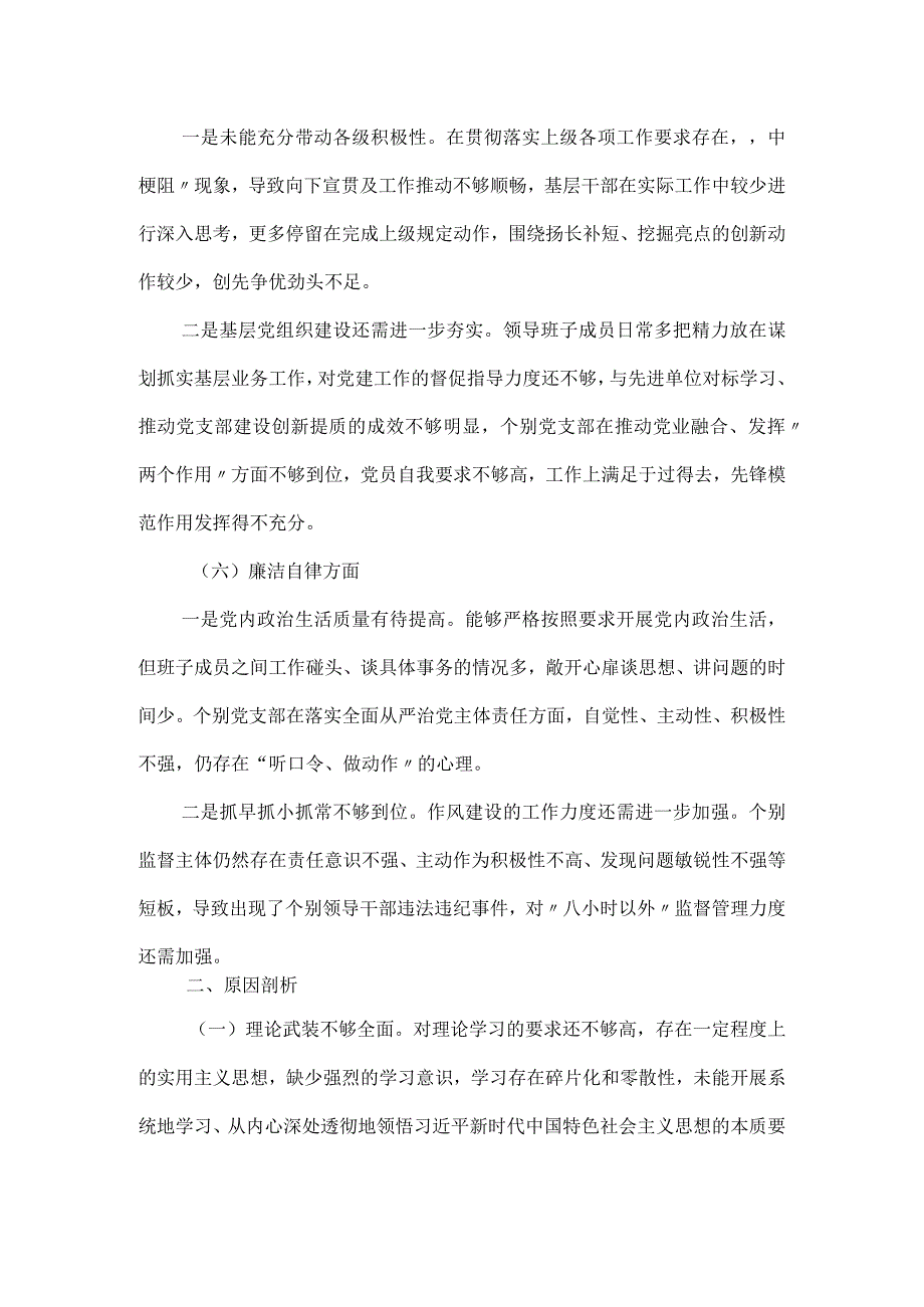 班子成员主题教育专题民主生活会对照检查材料.docx_第3页